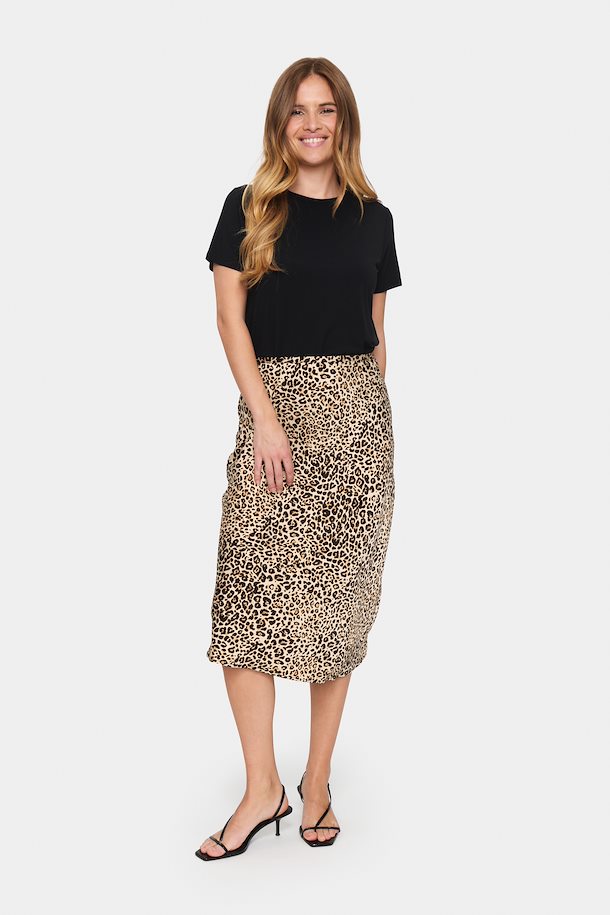 Saint Tropez- Animal Print Satin Skirt- Zacky