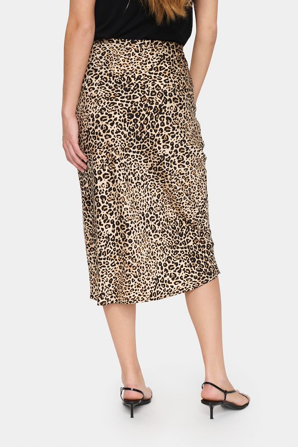 Saint Tropez- Animal Print Satin Skirt- Zacky