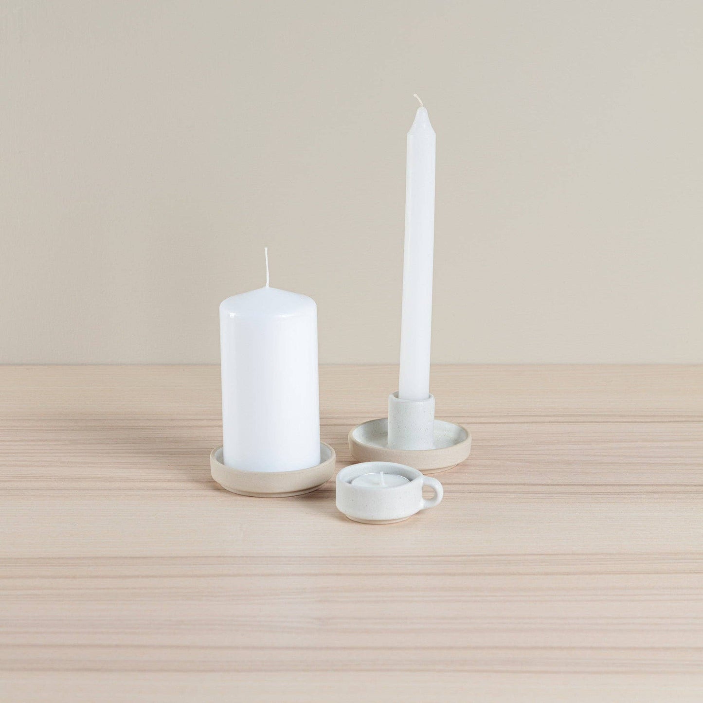 Organics Tapered Candle Holder - Oatmeal