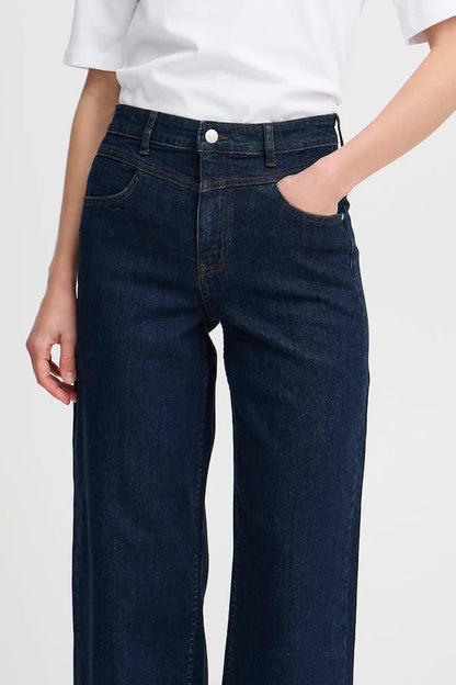 B.Young- Dark Denim Wide Leg Jeans- Bykomma