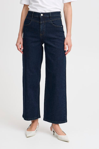 B.Young- Dark Denim Wide Leg Jeans- Bykomma