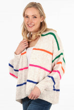 Load image into Gallery viewer, Sarta - Wool Blend Open Front Cardigan Thin Stripes in Cream

