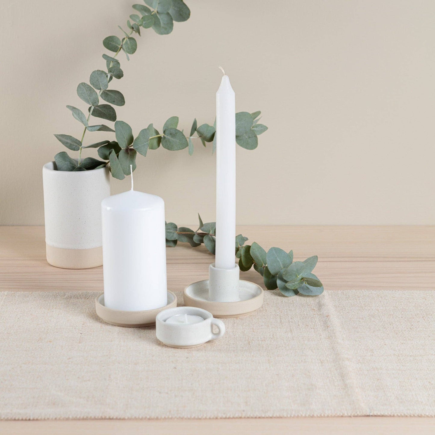 Organics Tapered Candle Holder - Oatmeal