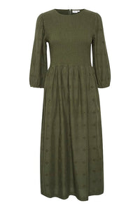 Saint Tropez- Long Shirred Green Dress- Abby