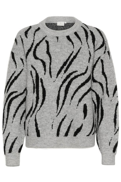 Kaffe- Patterned Grey Jumper- Kabillie